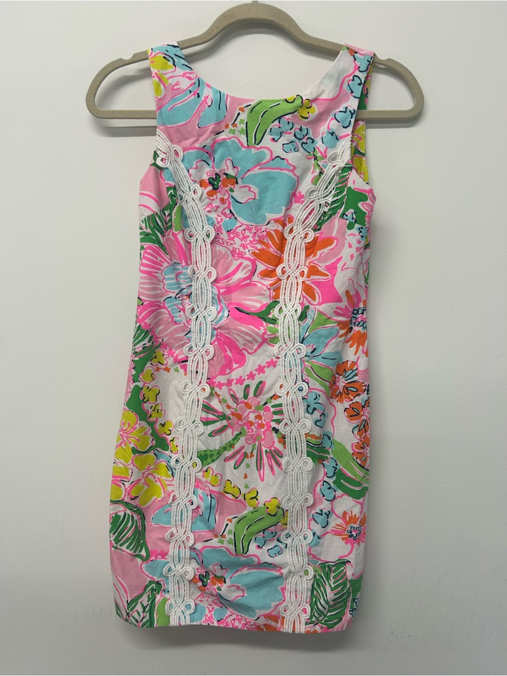 Lilly Pulitzer for Target Pink Multicolor Floral Mini Dress with White Lace Trim